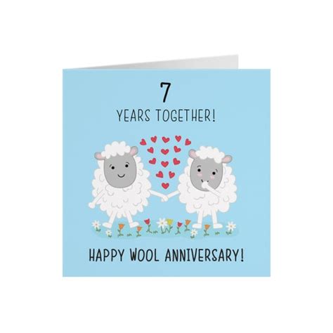7th Wedding Anniversary Card Wool Anniversary Iconic Etsy Uk