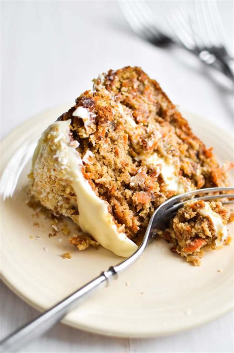 A Slice Of Gluten Free Carrot Cake With Cream Cheese Frosting Gluten