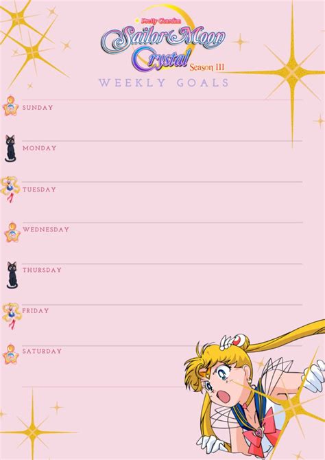 Sailor Moon Printable Weekly And Monthly Planner Digital Download Paper
