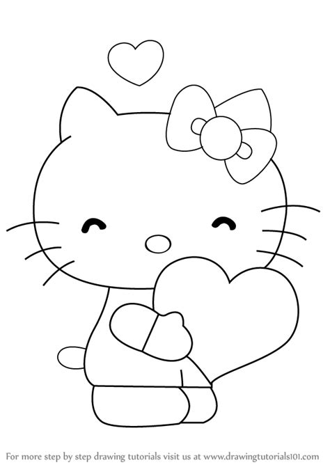 Draw hello kitty by following this drawing lesson. Learn How to Draw Hello Kitty with Heart (Hello Kitty ...
