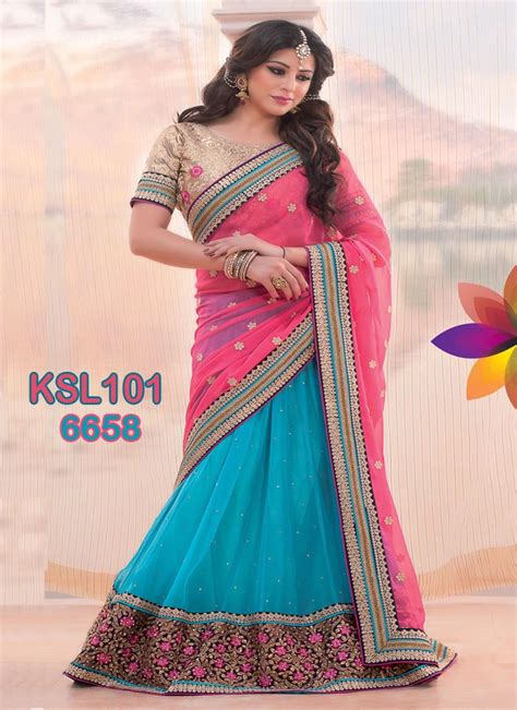 King Sales New Amazing Traditional Pink And Sky Blue Designer Lehenga Saree Lehenga Fabric