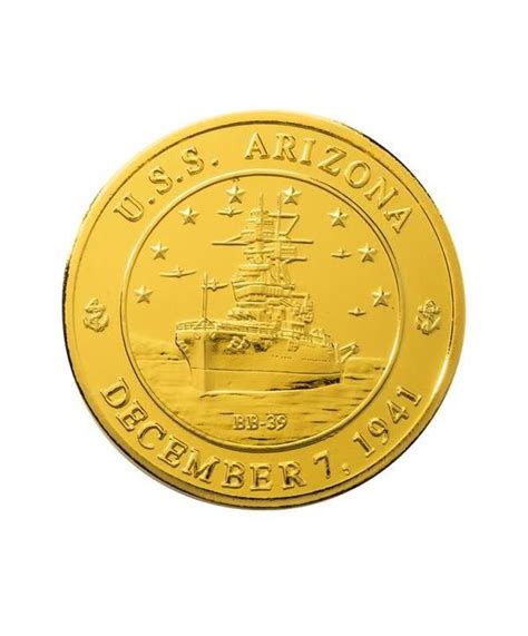 Uss Arizona Commemorative Coin Gold Clad Uss Arizona Uss Arizona