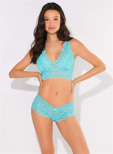 Smart And Sexy Womens Signature Lace Deep V Bralette Blue Radiance
