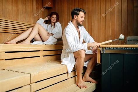 Couple Enjoying Finnish Sauna Stock Photo Sponsored Finnish