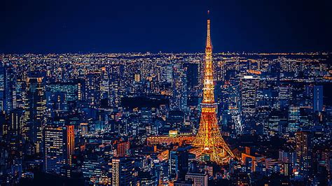 Hd Wallpaper Tokyo Tower City Lights Cityscape Night Lights Japan