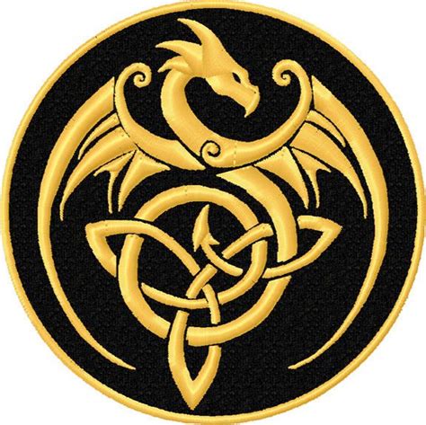 Gold Dragon Celtic Knot Patch Celtic Knot Dragon Patch Celtic