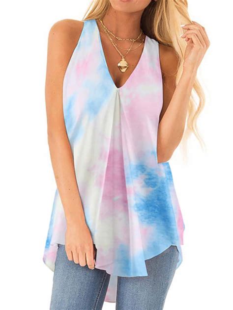 Cyber Monday Deals Plus Size Women S Tie Dye V Neck Printed