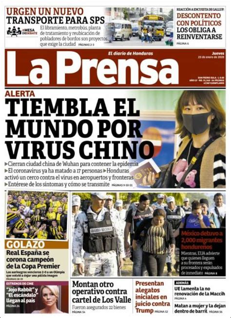 periódico la prensa honduras periódicos de honduras edición de jueves 23 de enero de 2020