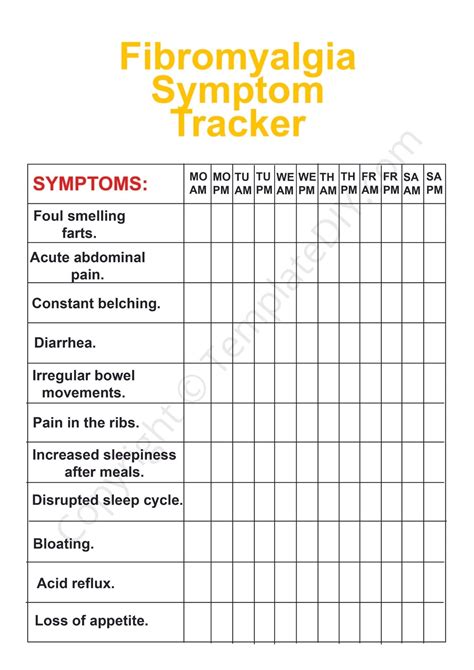 Printable Fibromyalgia Symptom Tracker