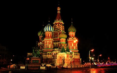 Photos Moscow Russia Saint Basils Cathedral Temples Night 3840x2400