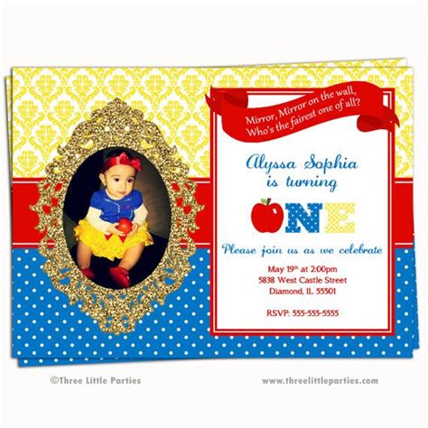 Snow White Invitation Faux Glitter Snow White Birthday Party Etsy