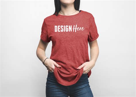 Download Woman Heather Grey T-shirt Mockup - PSD Mockup Template