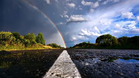 Nature Rainbows Road Wallpapers Hd Desktop And Mobile