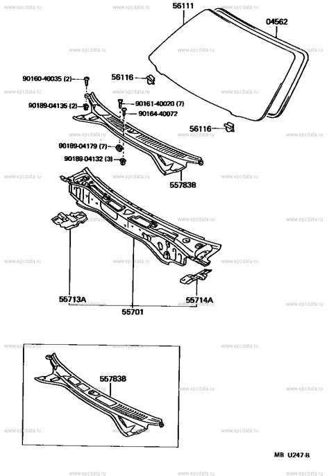 1 поколение 1990 — 1995. Cowl panel & windshield glass for Toyota Sera EXY10 ...