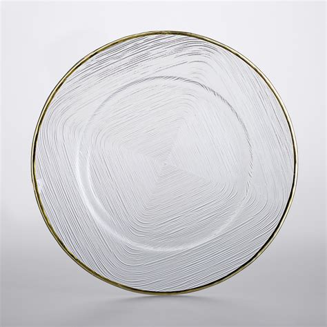 The Jay Companies Clear Glass Charger Plate With Gold Weave Rim