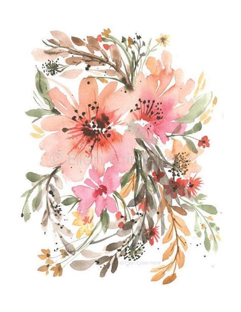 Is often considered neutral in floral design. Watercolor Floral/ Boho Chic Wall Decor/ Watercolor decor ...