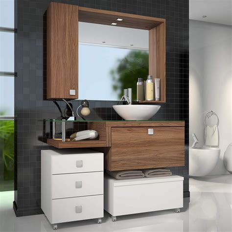 Gabinete Para Banheiro Com Espelheira Vicenza Sem Cuba Siena Móveis