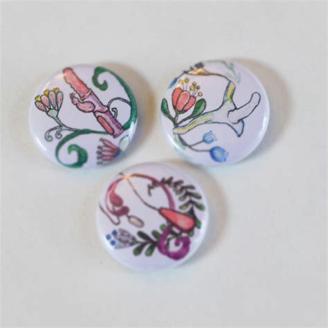 Naughty Feminist Pins Sex Toy Illustration Buttons