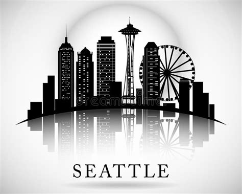 Seattle City Skyline Vector City Silhouette Stock Vector