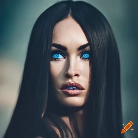 Close Up Portrait Of Megan Fox With Mesmerizing Blue Eyes On Craiyon