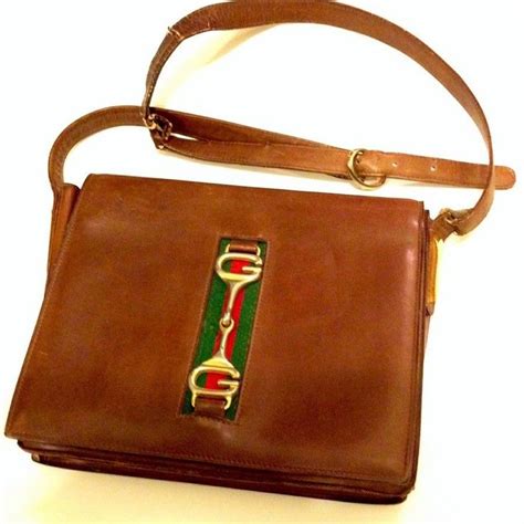 Authentic 70s Gucci Gg Tan Leather Vintage Shoulder Bag Made In Italy