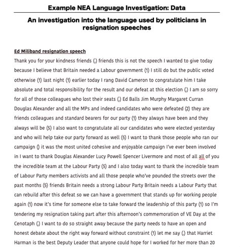 A Level English Language Nea A Example Language Investigation