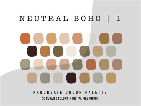 Neutral Boho Custom Procreate Color Palette Etsy