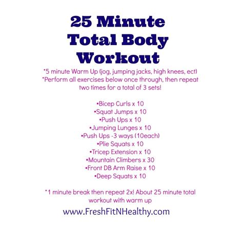 25 Minute Total Body Workout | Total body workout, Fitness body, Total body