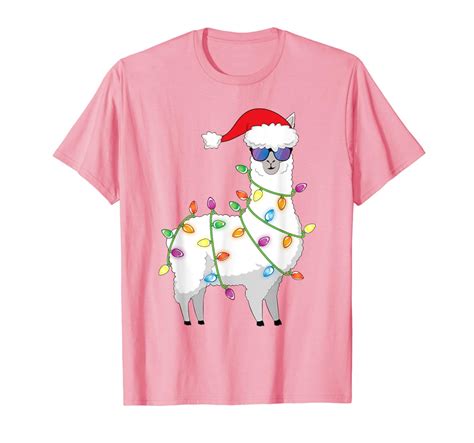 Santa Llama Shirt Funny Christmas Tree Lights Llama Xmas T Shirt TH