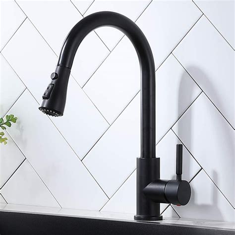 Glanzhaus Black Modern Commercial Stainless Steel Single Lever Pull Out
