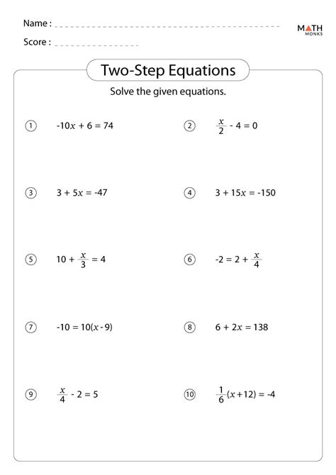 Https://tommynaija.com/worksheet/2 Step Equations Worksheet Pdf