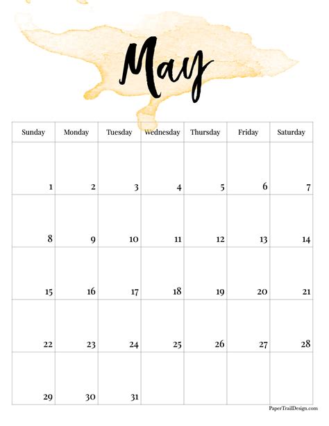 Cute May Calendar 2022 Printable Template Calendar