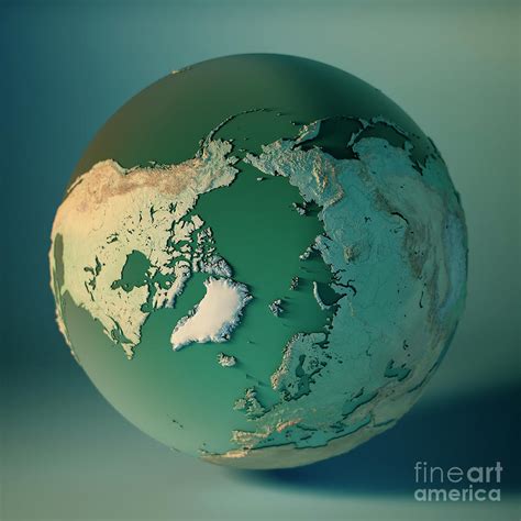 North Pole Globe 3d Render Planet Earth Dof Digital Art By Frank Ramspott