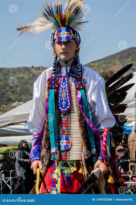 Powwow Young Man In Full Native American Regalia Editorial Stock Photo