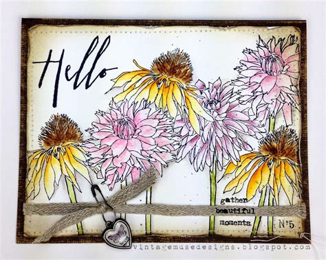 Vintage Muse Designs Flower Garden Watercolor Card Tim Holtz Flower