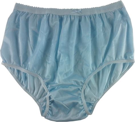 Granny Blue Briefs Nylon Plain New Knickers Panties Underwear Lingerie