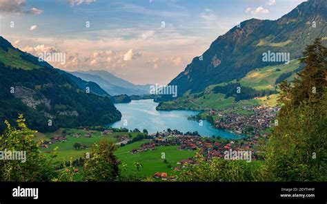 Aerial View Of The Lake Lungern Valley In Switzerland Stock Photo Alamy