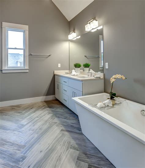 My bathroom countertop problem has been solved. Master Bath with Woodtalk, Grey Pepper Tile in Herringbone ...