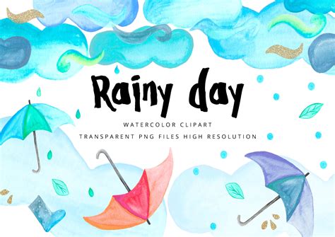 Rainy Day Watercolor Clipart Illustrations ~ Creative Market