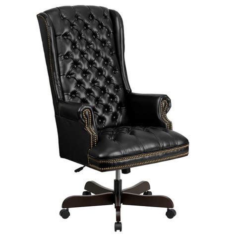 Flash Furniture High Back Traditional Fully Tufted Black Leathersoft