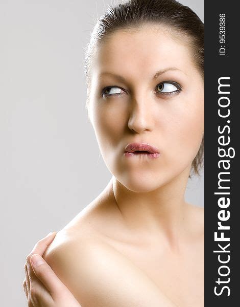 Closeup Woman Face Biting Lip Free Stock Photos Stockfreeimages