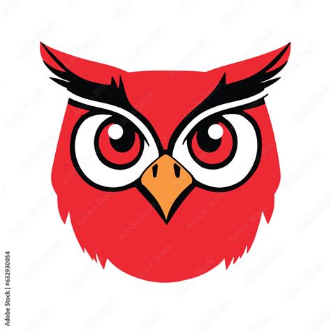 Red Owl Head Kawaii Animal Cartoon Character Also Called Owl Icon Or