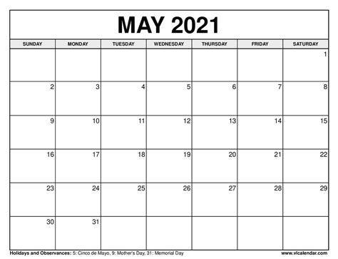 Printable May 2022 Calendar Templates With Holidays Vl Calendar
