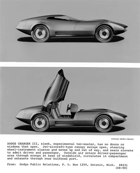 1968 Dodge Charger Iii Concept Press Release Journal