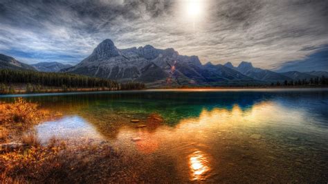 Nature Hdr Sunset Lake Landscape Mountain Reflection Canada