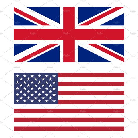 Flags Of Uk And Usa Graphics Creative Market