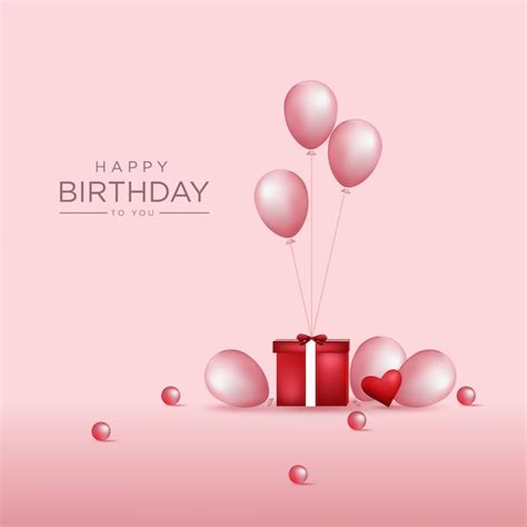 Premium Vector Soft Pink Birthday Background With Realistic Balloons