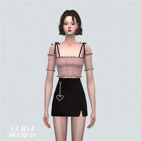 Sims4 Marigold Pp Off Shoulder Crop Top V2 Sims 4 Mods Clothes Sims 4