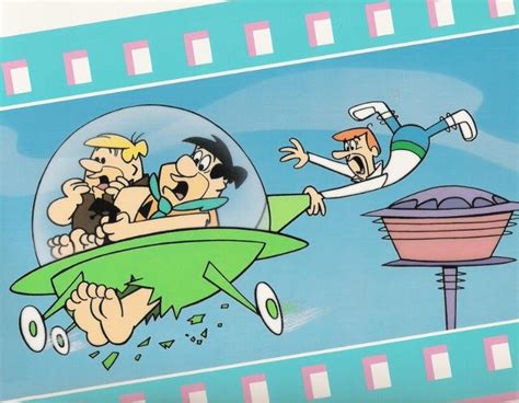 The Flintstones Meet The Jetsons Fred Barney And George Jetson Flintstones Hanna Barbera