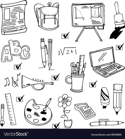 Cute Hand Draw School Object Doodles Royalty Free Vector